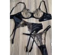 Комплект CENCKA FLOWER тонкий без поролона с трусиками-стрингами Арт: H311#