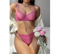 Комплект CENCKA FLOWER тонкий без поролона с трусиками-стрингами Арт: H358#