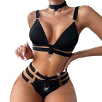 Комплект CENCKA FLOWER тонкий без поролону з трусиками-стрингами Арт: M604#