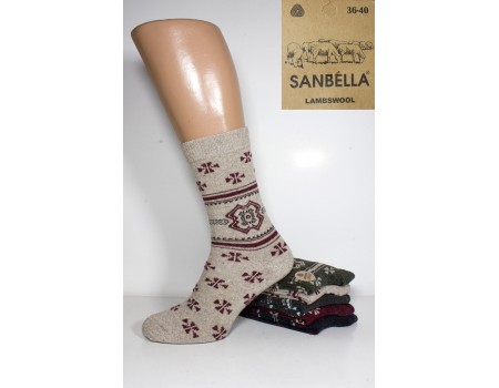 Шерстяные женские носки SANBELLA высокие Арт.: 4118-1 / Орнамент /