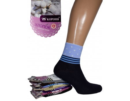 Стрейчевые женские носки КОРОНА средней высоты Арт.: B2301 / Горох /