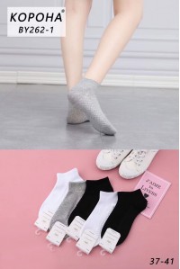 Стрейчевые женские носки КОРОНА укороченные Арт.: BY262-1 / Белый. Серый. Черный. /