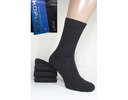 Стрейчевые мужские носки КОРОНА высокие Арт.: A1380 / Черный /