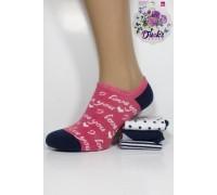 Стрейчевые женские носки DUCKS SOCKS ультракороткие Арт.:8006.60-6 / Горошек+I love you+полоска /