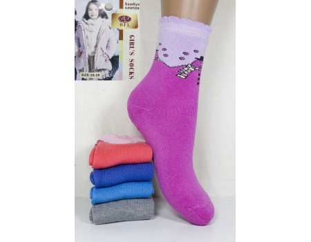 Махровые детские носки на бордюрной резинке BFL Girls высокие Арт: C153-32 / Снеговик / Упаковка 12 пар /