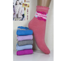 Махровые детские носки на бордюрной резинке BFL Girls высокие Арт: C151-17 / Flower / Упаковка 12 пар /
