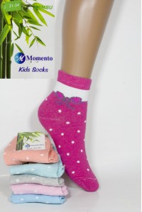 Бамбуковые детские носки Momento высокие Арт.: 0982-1 / Бант + горошек /