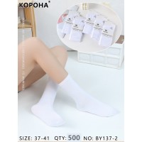 Стрейчевые женские носки КОРОНА высокие Арт.: BY137-2 / Белый /