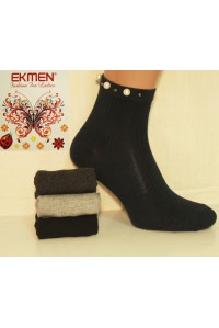 Стрейчевые женские носки в рубчик с камушками EKMEN высокие Арт.: 0989