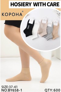 Стрейчевые женские носки 3D КОРОНА короткие Арт.: BY658-1 / Ассорти цветов /