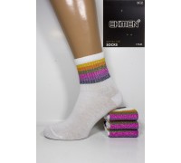 Стрейчевые женские носки с люрексовой компрессионной резинкой EKMEN высокие Арт.: 9446-1