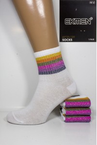 Стрейчевые женские носки с люрексовой компрессионной резинкой EKMEN высокие Арт.: 9446-1