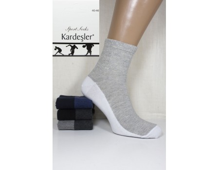 Стрейчевые спортивные мужские носки KARDESLER средней длины Арт.: 1303-5 / Резинка рубчик / Упаковка 12 пар /