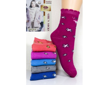 Махровые детские носки на бордюрной резинке BFL Girls высокие Арт: C154-20 / Цветы / Упаковка 12 пар /