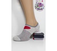 Стрейчевые женские носки DUCKS SOCKS ультракороткие Арт.:8006.60-7 / Полоска с сердцем /