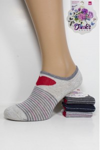 Стрейчевые женские носки DUCKS SOCKS ультракороткие Арт.:8006.60-7 / Полоска с сердцем /