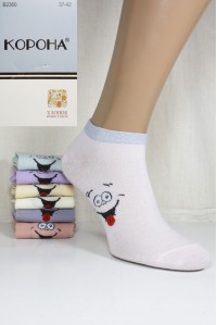 Стрейчевые женские носки КОРОНА укороченные Арт.: B2360 / Резинка люрекс /