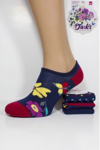 Стрейчевые женские носки DUCKS SOCKS ультракороткие Арт.:8006.60-8 / Цветы + бабочка /