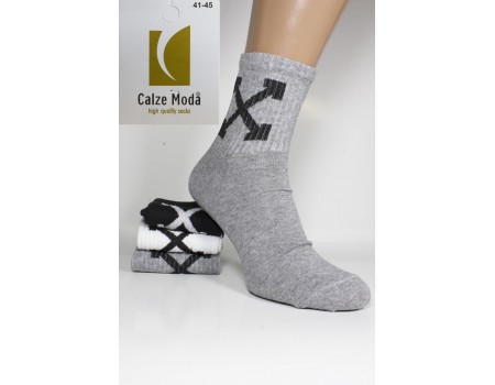 Стрейчевые мужские носки для тенниса CALZE MODA высокие Арт.: 9153-1 / OFF-White /
