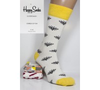 Стрейчевые мужские носки Happy Socks высокие Арт.: 623399-2 / Пчелки /