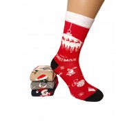 Стрейчевые новогодние женские носки KARDESLER высокие Арт: 3640-2 / Merry CHRISTMAS /