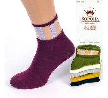 Стрейчевые женские носки КОРОНА средней высоты с люрексом и микросеткой Арт.: BY201-1
