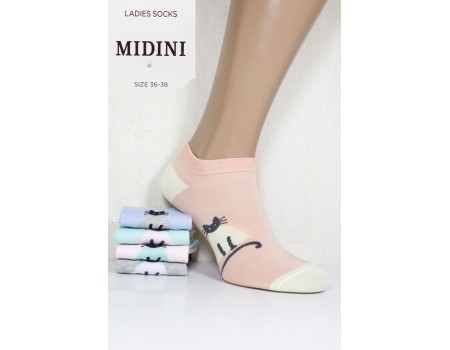 Стрейчевые женские носки MIDINI Socks короткие Арт.: 81026 / Котик / Упаковка 20 пар /