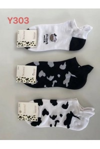 Стрейчевые женские носки ЗОЛОТО укороченные Арт.: Y303 / Коровка /