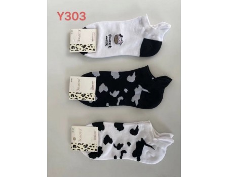 Стрейчевые женские носки ЗОЛОТО укороченные Арт.: Y303 / Коровка /