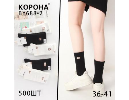 Стрейчевые женские носки КОРОНА высокие Арт.: BY688-2