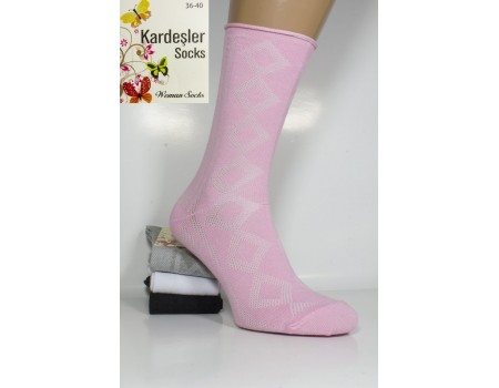 Стрейчевые женские носки без резинки в сеточку KARDESLER высокие Арт.: 4730-1