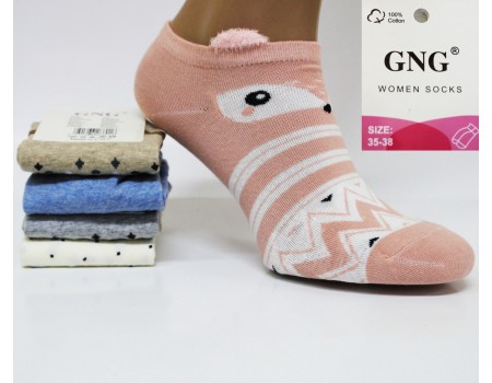 Стрейчевые женские носки GNG 3D ушки короткие Арт.: 6807