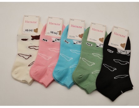 Стрейчевые женские носки НАТАЛИ укороченные Арт.: HB-042 / Мишка /