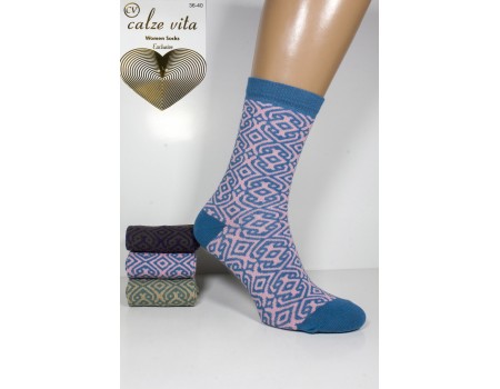 Стрейчевые женские носки Calze Vita высокие Арт.: BC1088 / Узоры /