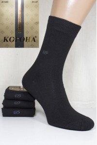 Стрейчевые мужские носки КОРОНА высокие Арт.: A1388 / Черный /