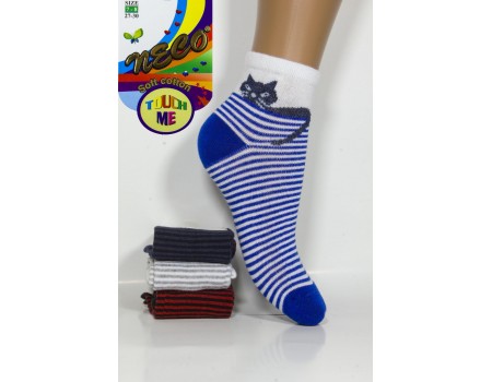 Стрейчевые детские носки NECO Touch Me средней высоты Арт.: 0710-1 / Кот + Полоска /