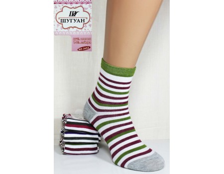 Стрейчевые женские носки в полоску ШУГУАН средней высоты Арт.: B2653-6