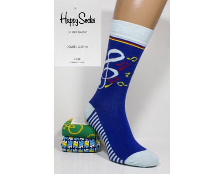 Стрейчевые мужские носки Happy Socks высокие Арт.: 623399-4 / Музыка /