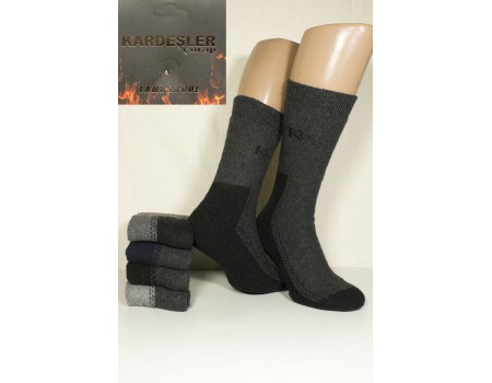 Шерстяные махровые мужские носки KARDESLER комбинированные высокие Арт.: 9007 / 0227 / Упаковка 12 пар /