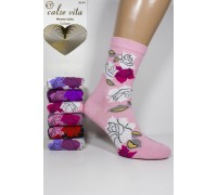 Стрейчевые женские носки Calze Vita высокие Арт.: BC1090 / Розы /