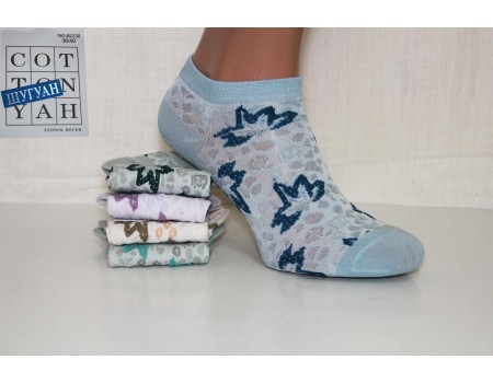 Стрейчевые женские носки с рисунком ШУГУАН укороченные Арт.: B2238-1