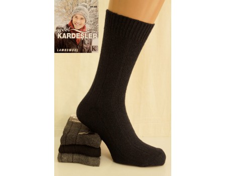 Шерстяные мужские носки в рубчик KARDESLER высокие Арт.: 9822 / Упаковка 12 пар /