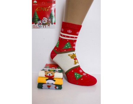 Стрейчевые женские новогодние носки GNG высокие Арт.: B8812-1
