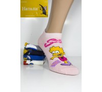 Стрейчевые женские носки Натали короткие Арт.: BY705-1 / Упаковка 10 пар / Симпсоны /