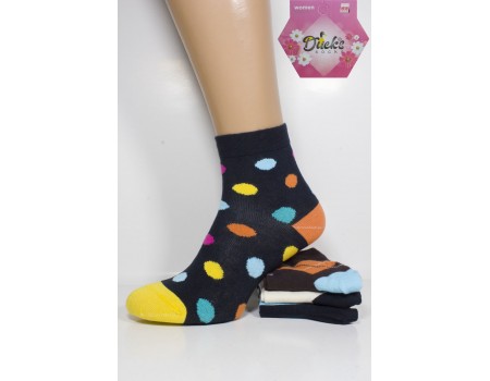 Стрейчевые женские носки DUCKS SOCKS средней высоты Арт.:8005.60-8 / Крупный горошек+геометрия+полоска /