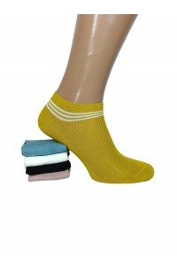 Хлопковые шелковые женские носки КОРОНА короткие Арт.: BY523-5 / Ассорти цветов /