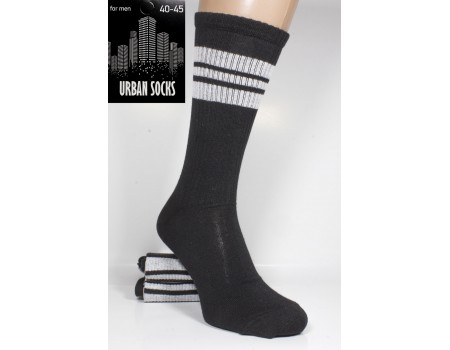 Стрейчевые мужские носки для тенниса URBAN Socks высокие Арт.: 984 / Черный с полоской /