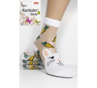 Стрейчевые женские носки на французской микросетке KARDESLER средней длины Арт.: 3028-1 / Заяц /