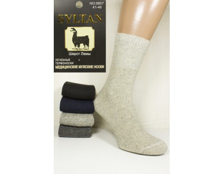 Шерстяные медицинские мужские носки из шерсти ламы SYLTAN высокие Арт.: 9807 / Упаковка 12 пар /