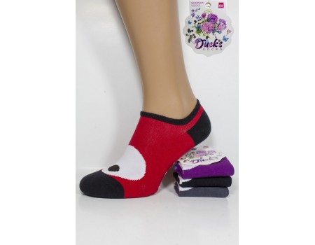 Стрейчевые женские носки DUCKS SOCKS ультракороткие Арт.:8006.60-5 / Цветная пятка+глаз /